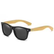Carregar imagem no visualizador da galeria, Moda de madeira de bambu óculos de sol  dos homens clássico quadrado do vintage condução óculos de sol óculos de pesca preto uv400 oculares
